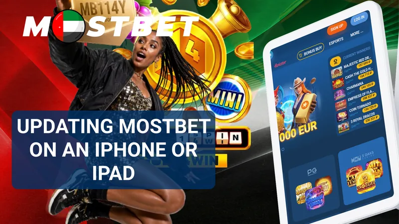 iPhone displaying the Mostbet app update process